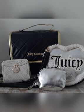 Juicy Couture Bundle  Travel Bag,heart Purse And Wallet NWT